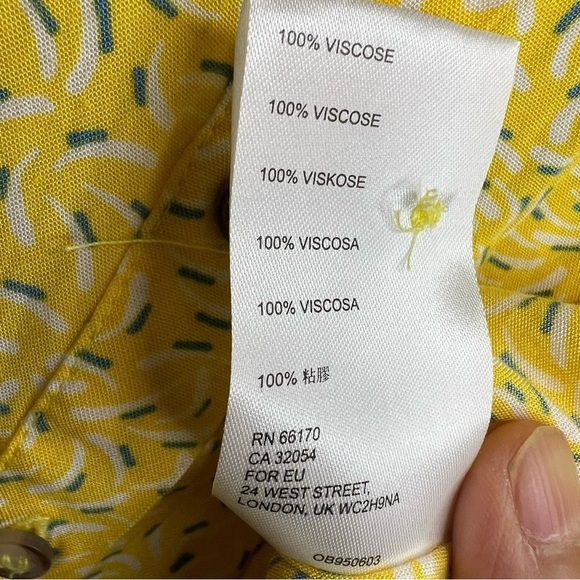 Anthropologie Maeve Womens 8 Blithe Yellow Button Down Shirt Blouse Tie Sleeves - Picture 11 of 12